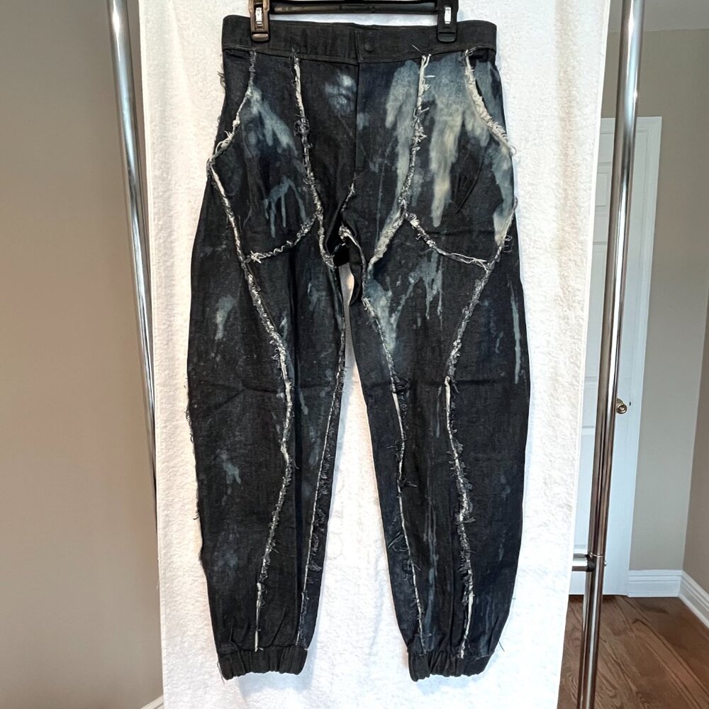 Visori Studio, Patchwork Designer Dark Denim, Parachute Shape, 31 inch waist